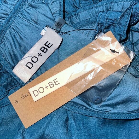 Do + Be Teal Frilled Cold Shoulder Silky Short Dress - Picture 4 of 4